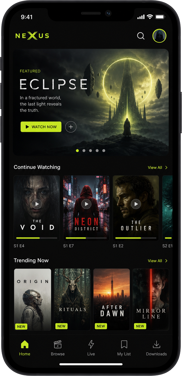 OnStream home screen interface preview